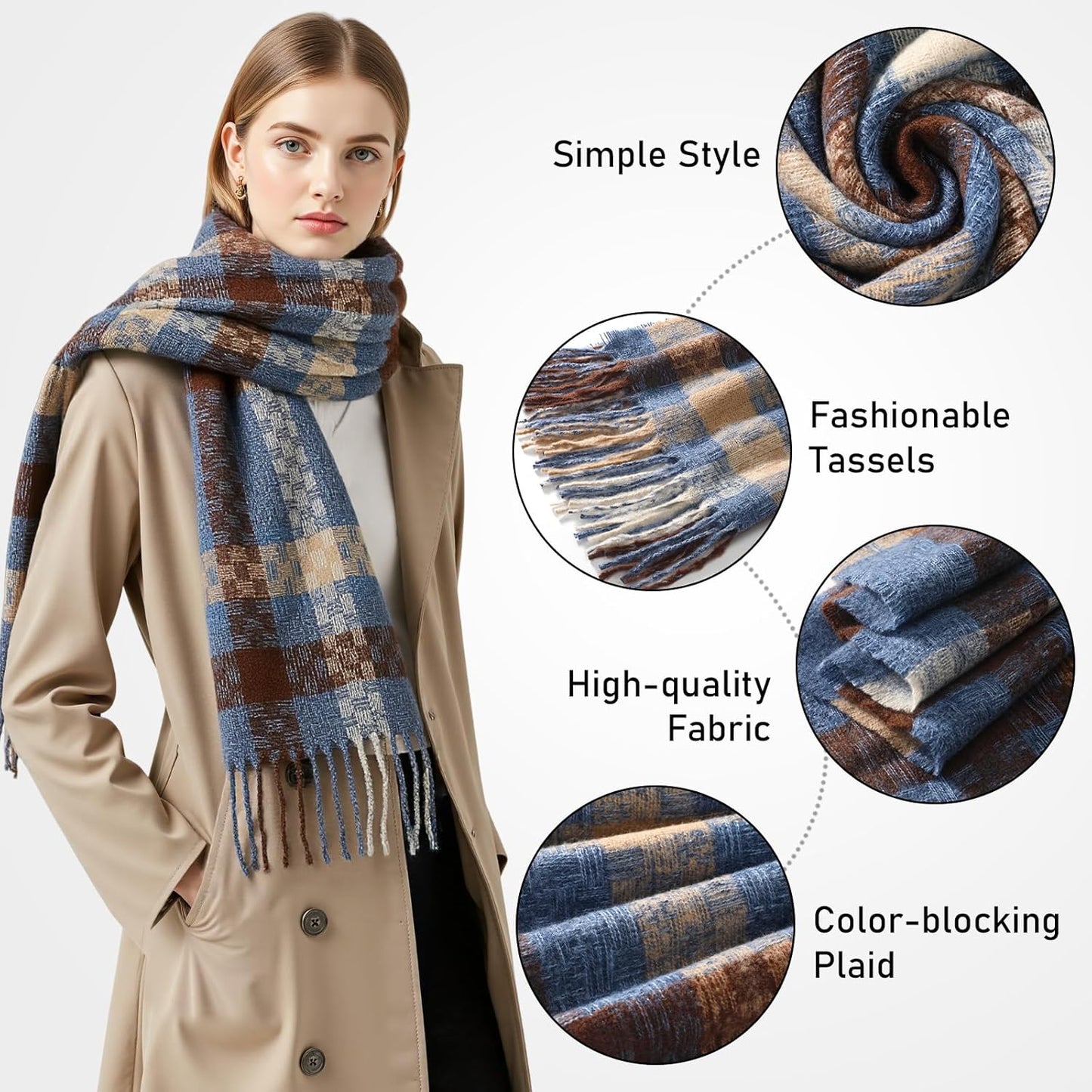 Winter Scarf for Women, Fashion Long Blanket Scarf Soft Feel Women'S Scarves & Wraps