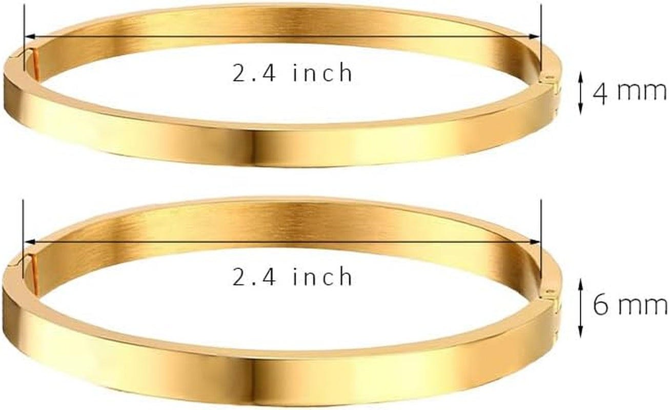 Gold Bangle Bracelets for Women, Trendy Dainty 14K Gold Plated Oval Bangles Stocking Stuffers for Women, Stackable Friendship Bracelets Love Bangle Christmas Birthday Gifts