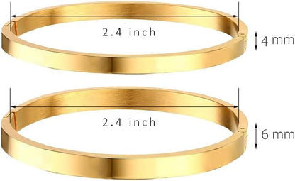 Gold Bangle Bracelets for Women, Trendy Dainty 14K Gold Plated Oval Bangles Stocking Stuffers for Women, Stackable Friendship Bracelets Love Bangle Christmas Birthday Gifts
