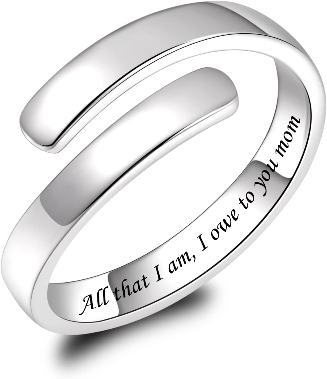 BEILIN 925 Sterling Silver Inspirational Jewelry Rings Adjustable Ring Personality Encouragement Gift for Teens Women