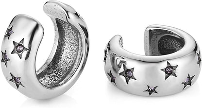 HZMAN Star Ear Cuff Earrings for Women Stainless Steel Non Piercing Tiny Cartilage Cuff Earring Fake Piercings Earings