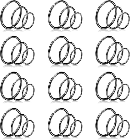 Drperfect 36Pcs 20G Nose Ring Hoop for Women Men 316L Stainless Steel Helix Tragus Lip Septum Ring Cartilage Earring Hoop Piercing Jewelry