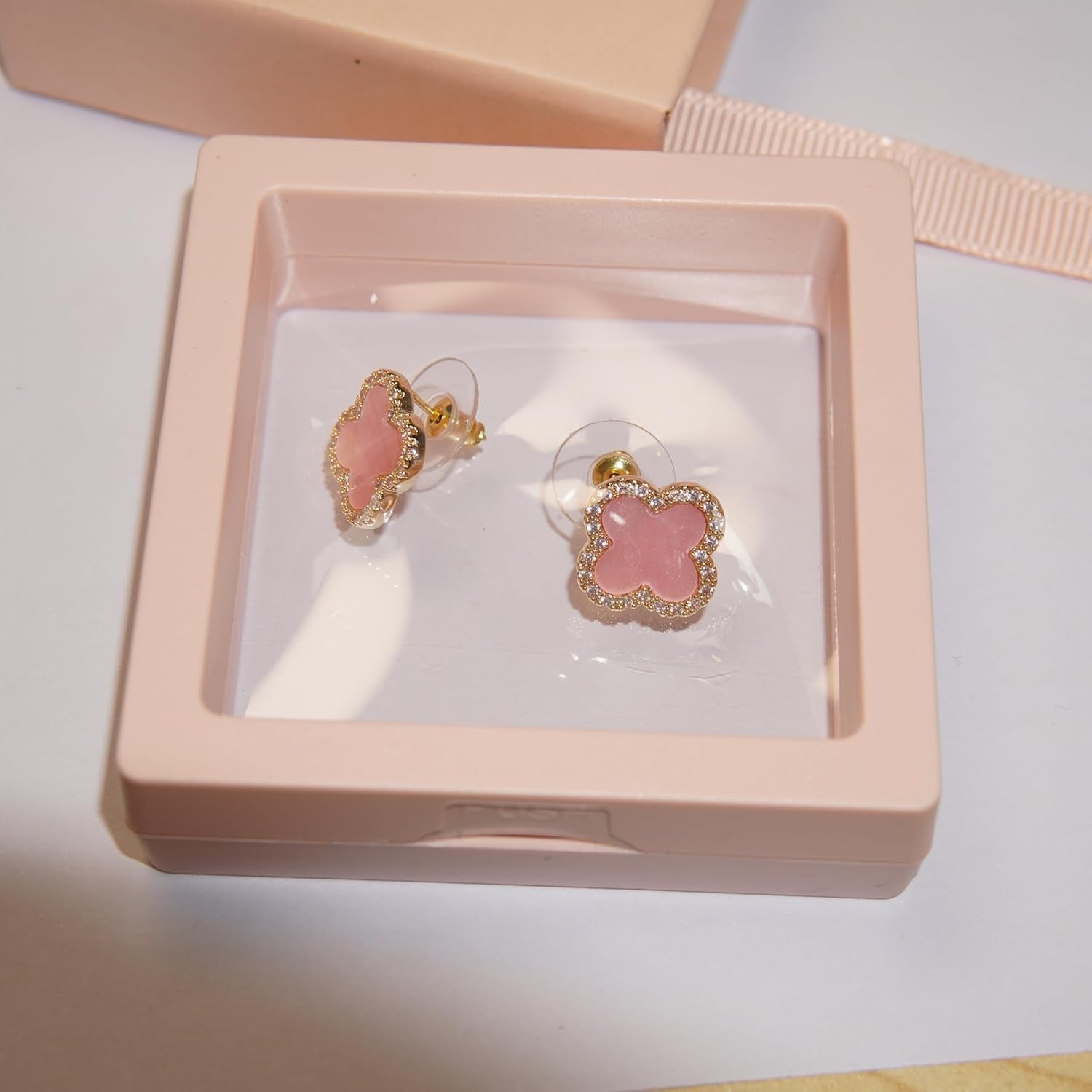 Four Leaf Clover Earrings Silver Needle Clover Earrings Full of Diamond Zircon Anti-Allergy Jewelry Earrings Large for Women or Girls……