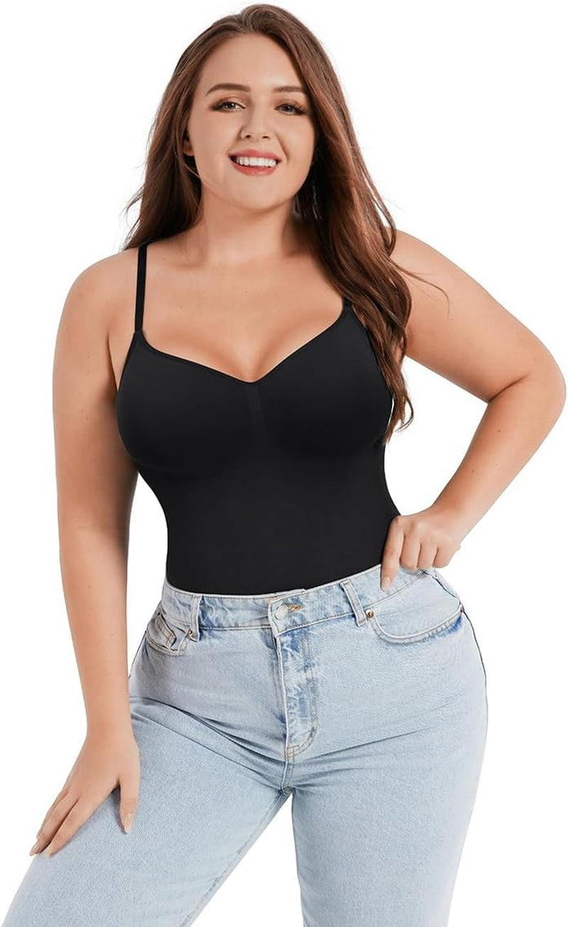 Close-up of seamless shaping fabric on tummy control bodysuit