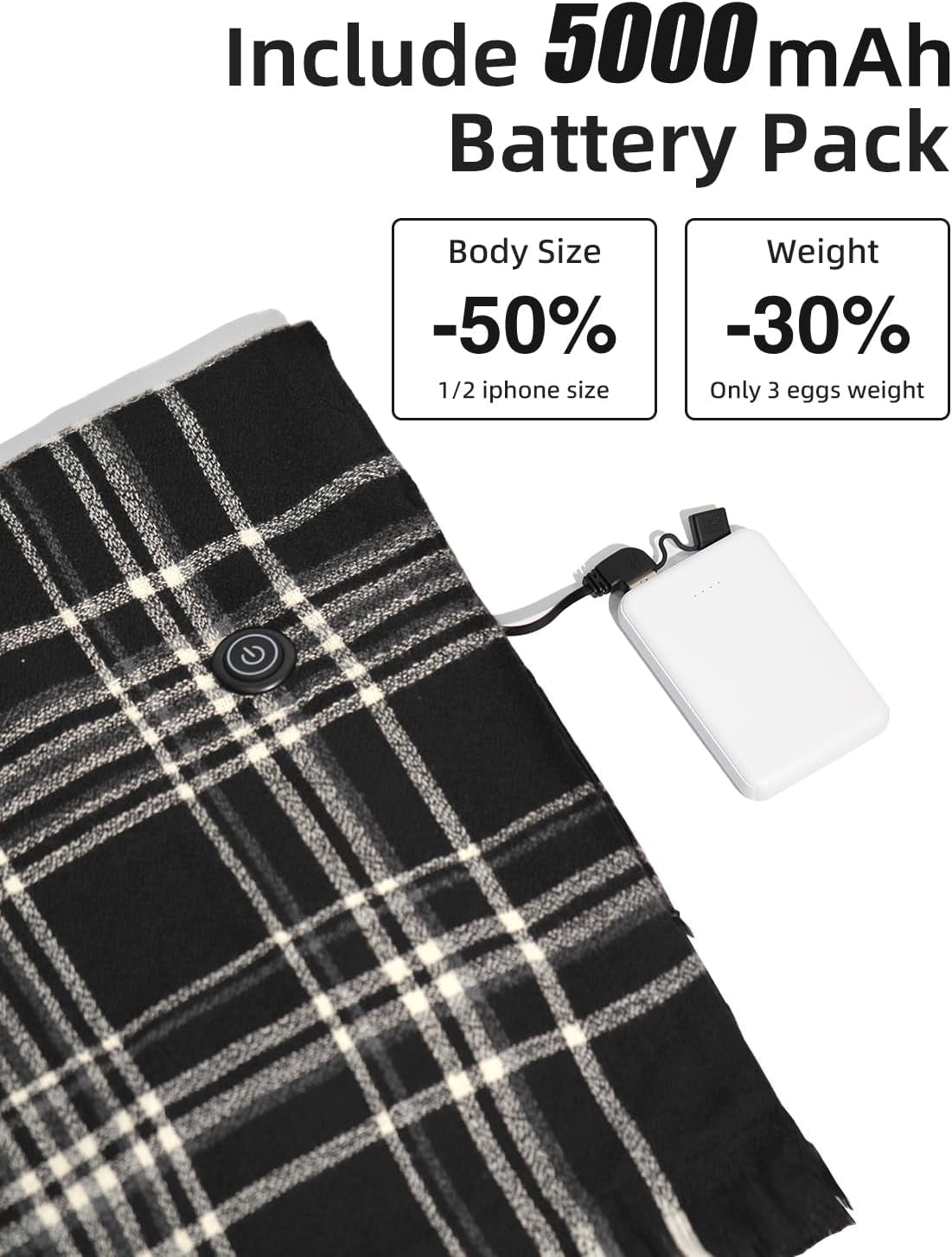 Heated Scarf for Women and Men with Portable Rechargeable Battery, Electric Neck Scarf for Cold Weather Winter