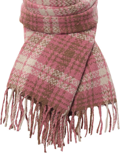 Tavaleu Winter Scarf for Women, Cashmere Feel Scarf Blanket Plaid Scarfs, Shawls Wraps Womens Scarves Fall Warm Tassel Shawls