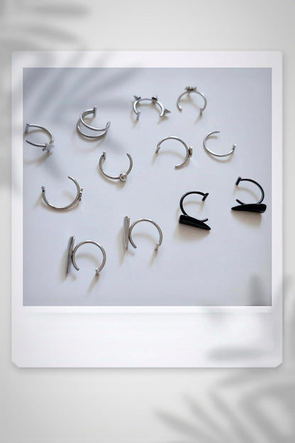 Fake Lip Piercing Faux Lip Ring Cuffs Clip on Faux Snake Bites Hoops Non Piercings Jewelry Vampire Teeth Fangs