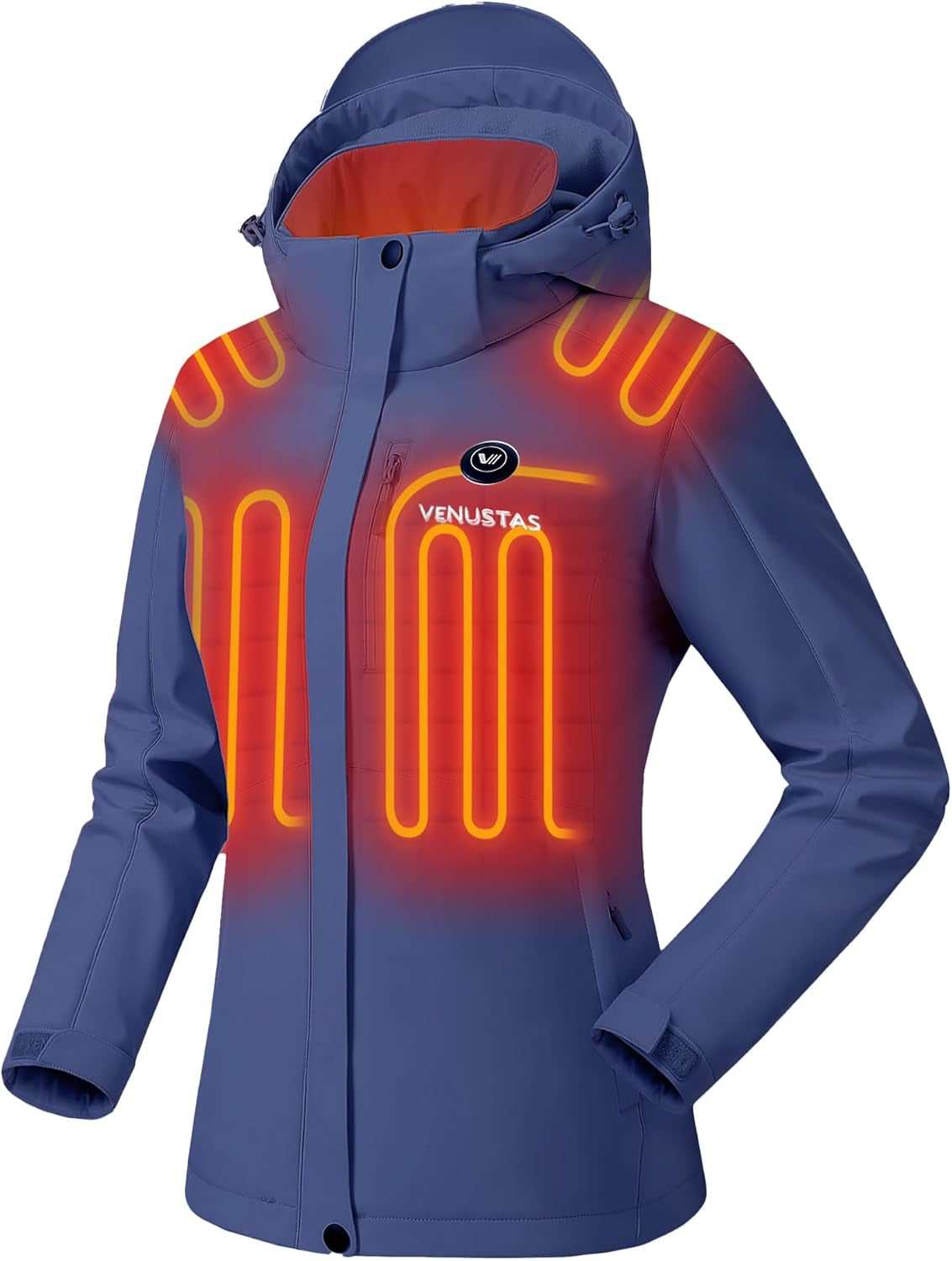 Venustas Women'S Heated Jacket with Battery Pack, Windproof Electric Insulated Heated Coat with Detachable Hood