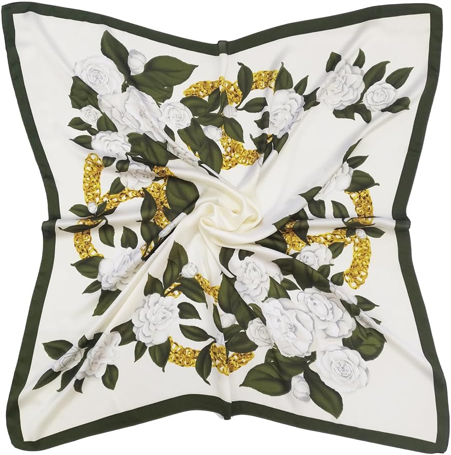 Julunar Silk like Head Scarf for Women - Satin Large Hair Scarves - 35" Square Silk Hair Wrap for Sleeping with Gift Packed