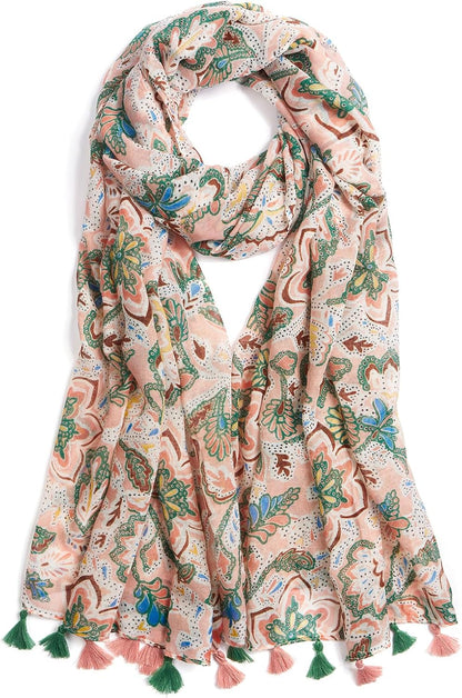 Scarf for Women Lightweight Soft Floral Leopard Printed Scarves Fall Winter Fashion Shawl Wrap with Fringe