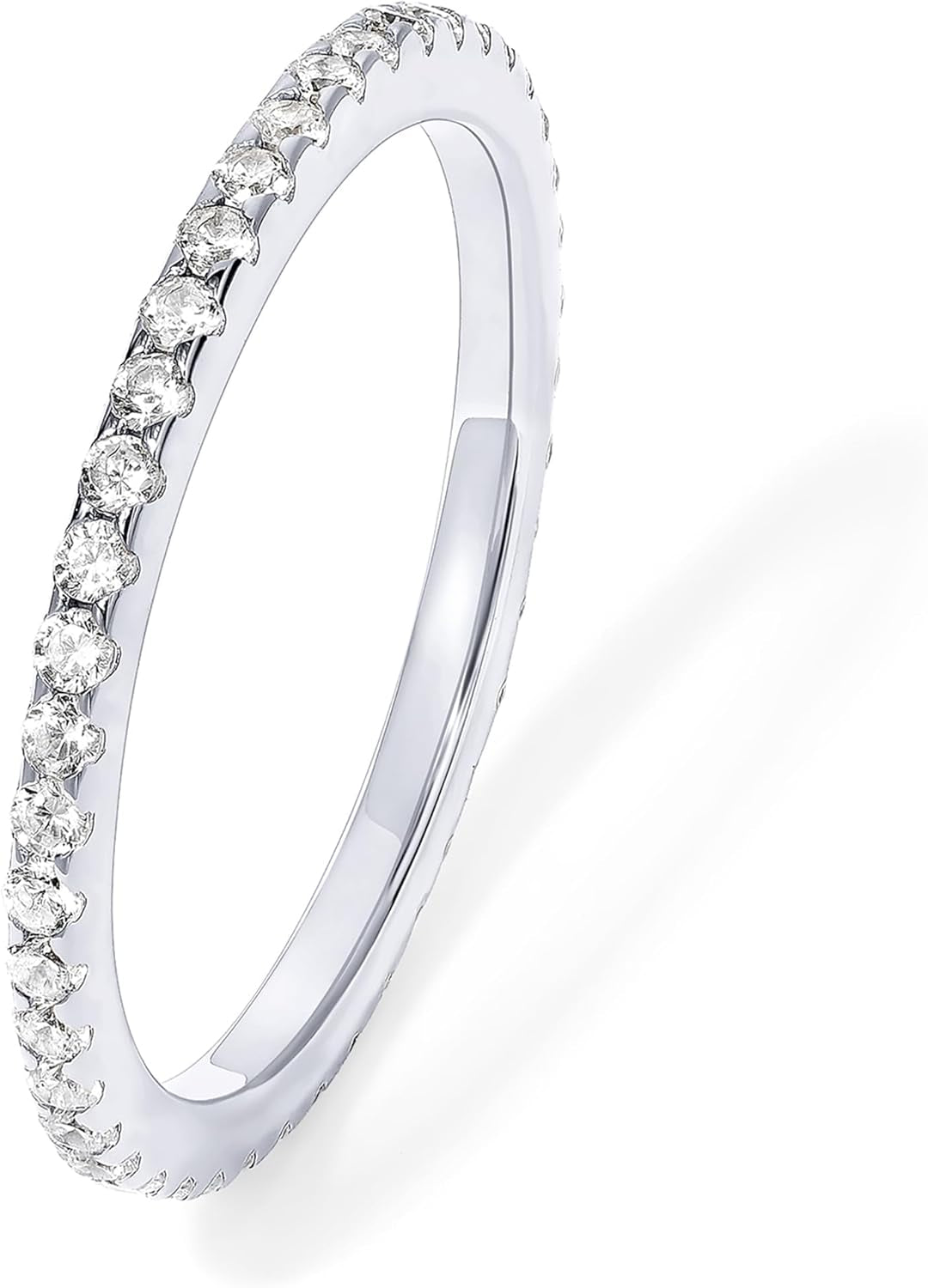 14K gold-plated stackable eternity band with CZ diamonds