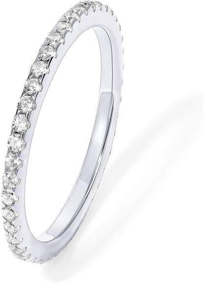 14K gold-plated stackable eternity band with CZ diamonds