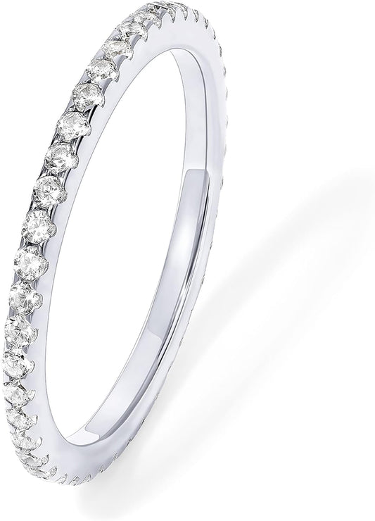 14K gold-plated stackable eternity band with CZ diamonds