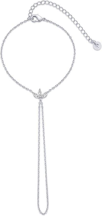 PAVOI 14K Gold Plated Hand Chains for Women - Adjustable Hand Chain Bracelet and Ring - Trendy Gold Handchain Bracelet Stack Summer Jewelry - Beads, Pearl, and Cubic Zirconia Body Jewelry