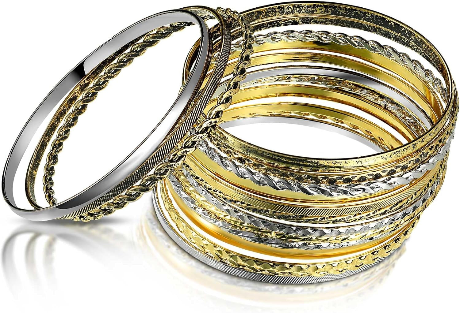Individual vintage bangle styles from the sixteen-piece set