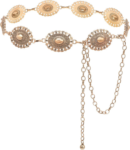 NEOREAL Metal Waist Chain Retro Fashion Body Belly Belt Gold Silver Belts Jewelry Accessories for Women Girls