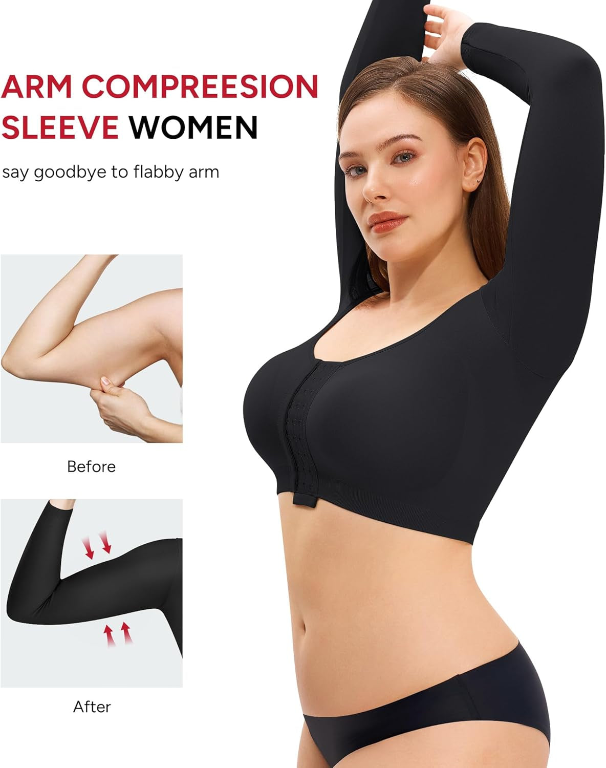 Front closure bra arm shaper compression technology detail