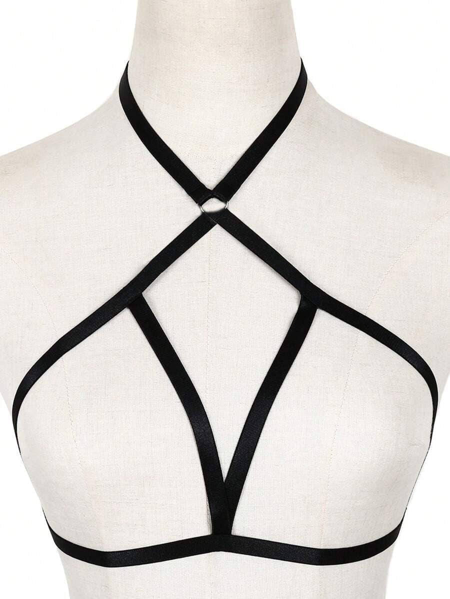 Women Sexy Harness Elastic Band Body Belt Chest Harness Lingerie Punk Goth Hollow Out Strappy Body Chains