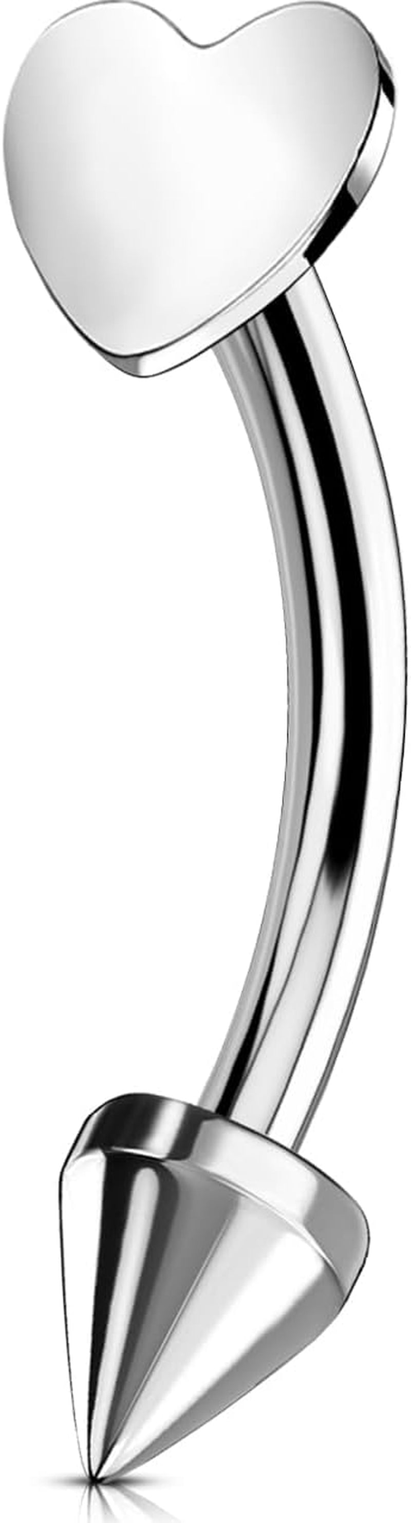 OUFER Rook Piercing Jewelry, G23 Solid Titanium Eyebrow Rings, Heart Vertical Labret Lip Jewelry, 16G Curved Barbells, Daith Rook Earrings for Women Men