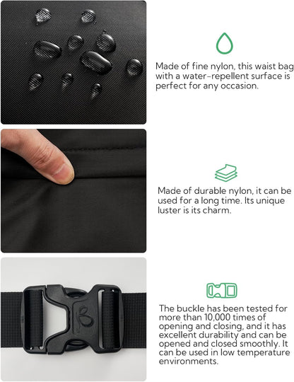 Interior pocket organization of WATERFLY crossbody waist bag for travel