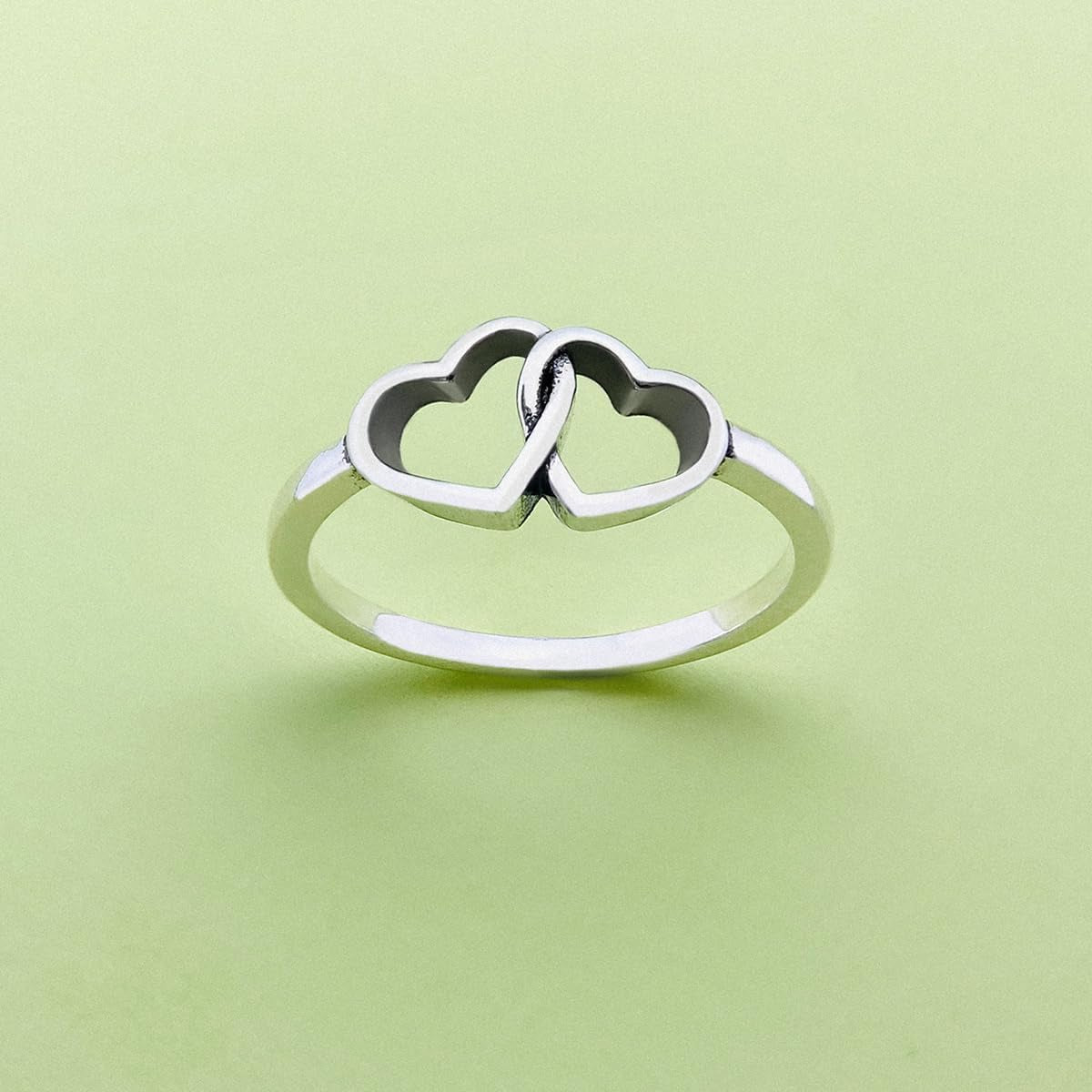 Sterling silver women's double love ring for daily wear