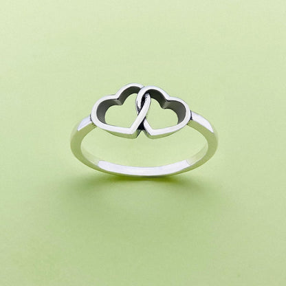 Sterling silver women's double love ring for daily wear