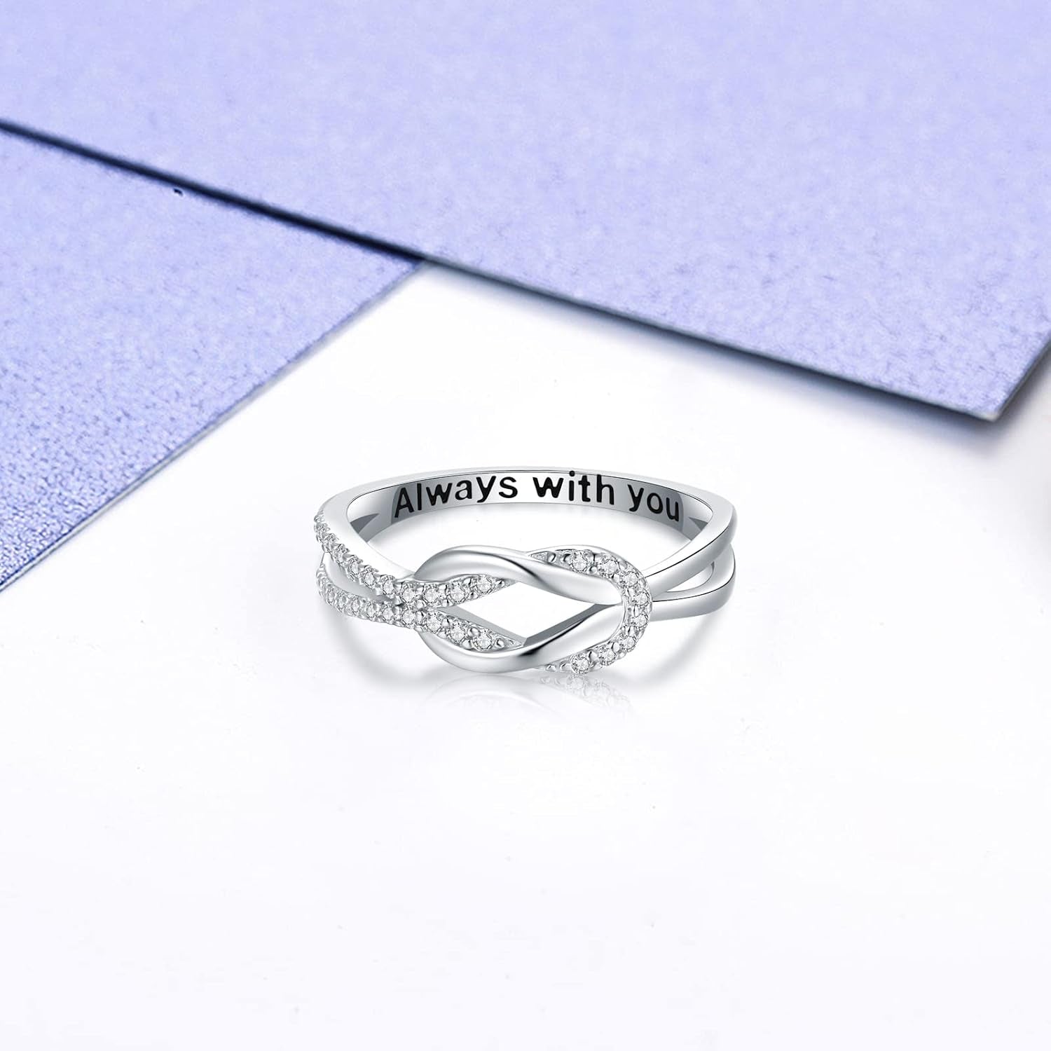 925 Sterling Silver Love Knot Ring for Mother and Daughter Square Knot Ring for Couple Friendship Kont Rings Mother'S Day Birthday Valentine'S Day Christmas Jewelry Gifts for Women