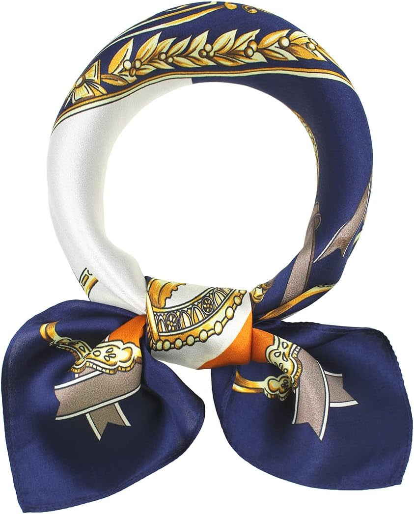 ANDANTINO 100% Mulberry Silk Scarf -21” Lightweight Square Neckerchief – Breathable Digital Printed Scarves with Gift Packed