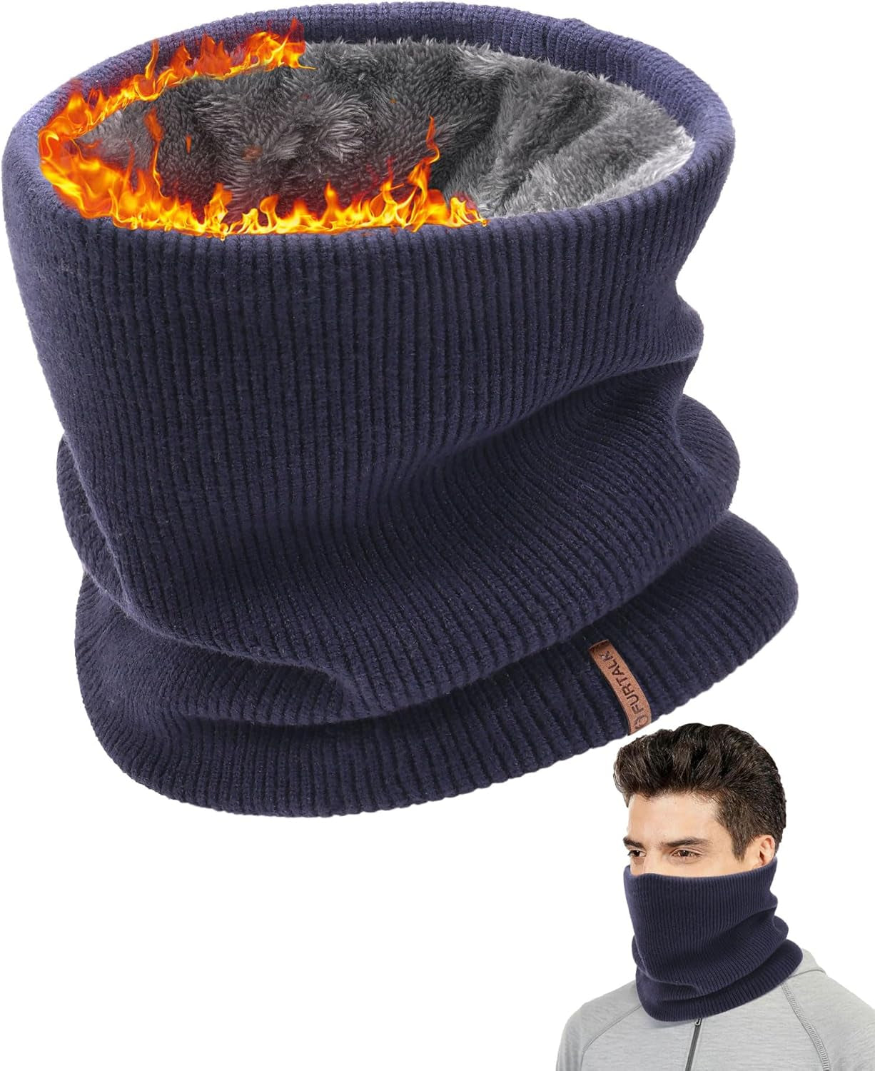 FURTALK Winter Neck Warmer Men Ski Neck Gaiter Scarf for Men Women Thick Warm Fleece Windproof Scarves