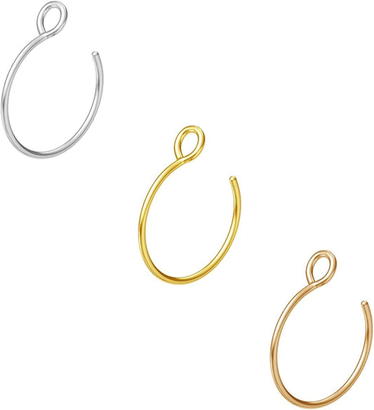 Fake Nose Ring Hoop Nose Rings Set Nose Piercing Lip Nose Rings Jewelry for Women Men Girl