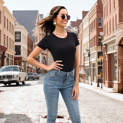 MLYENX basic t shirt bodysuit for women multiple colors