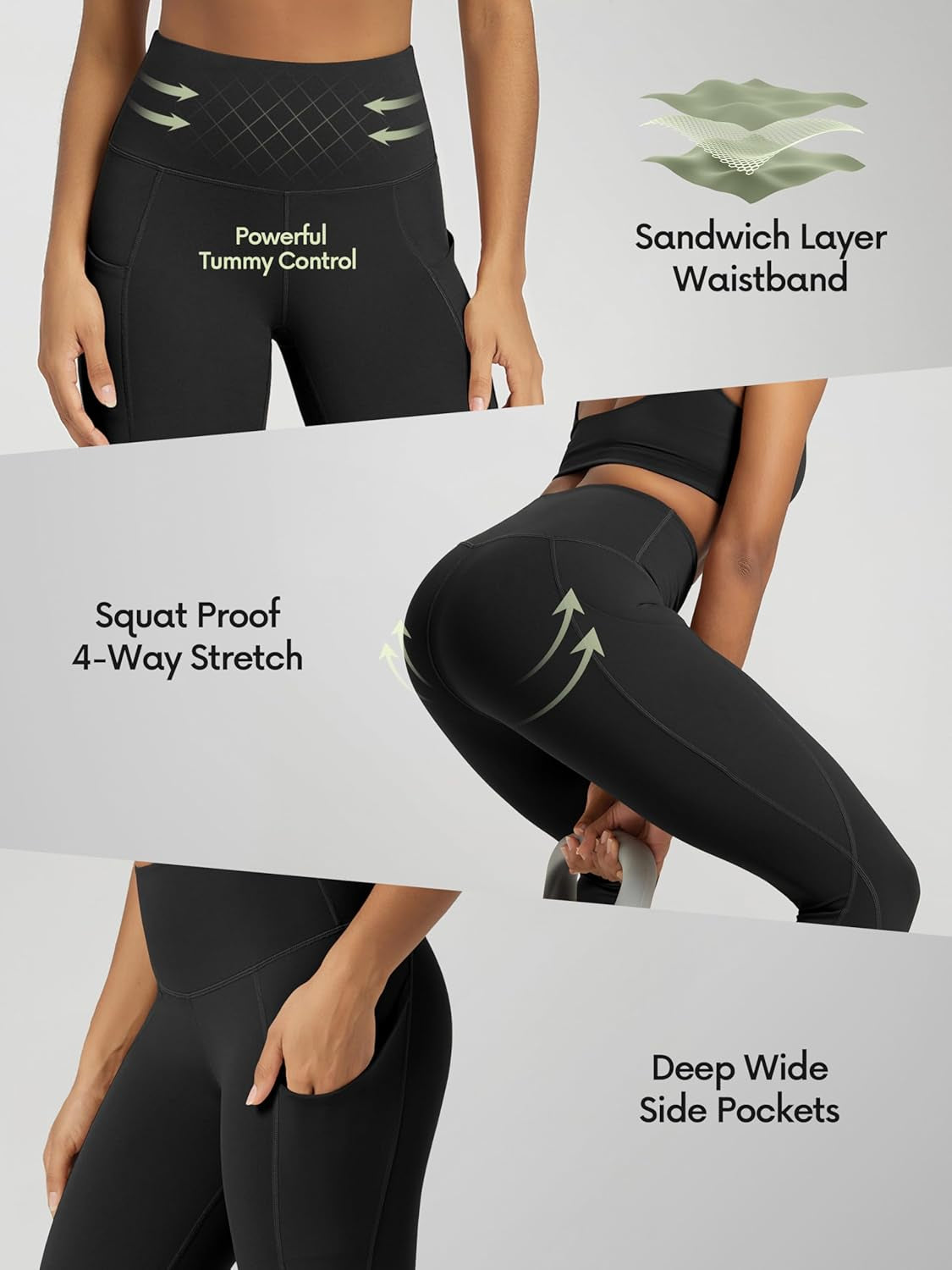 4-way stretch fabric movement demonstration on ODODOS leggings