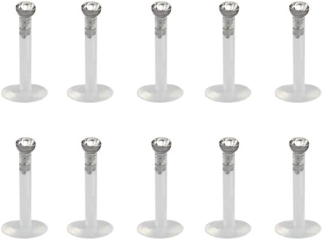 Ruifan 16G Clear UV Flexible Acrylic 2Mm CZ Gem Labret Monroe Lip Ring Tragus Helix Cartilage Earring Stud Barbell Body Piercing Jewelry