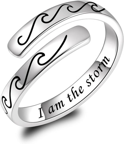 BEILIN 925 Sterling Silver Inspirational Jewelry Rings Adjustable Ring Personality Encouragement Gift for Teens Women