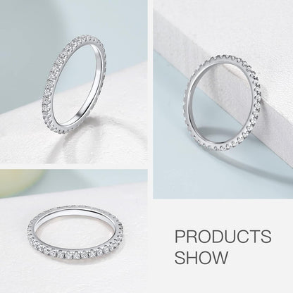 Gold plated stackable rings showing diamond-like sparkle