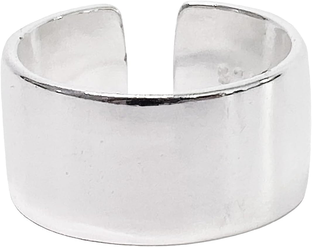 Handmade Vintage 925 Sterling Silver Wide Band Rings for Women/Men,Adjustable Thumb Finger Ring