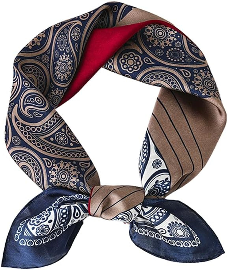 ANDANTINO 100% Mulberry Silk Square Scarf for Hair-25.6" X25.6'' Women Men Natural Silk Neckerchief Digital Printed Headscarf