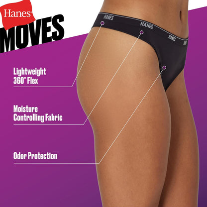 Back view of Hanes Moves seamless thong on woman