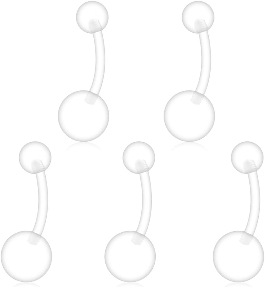 Ruifan Clear UV Flexible Bioflex Acrylic Body Piercing Jewelry Kit Set for Nose Septum Horseshoe Earring Eyebrow Tongue Nipple Lip Ring Stud 14G 16G