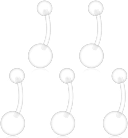 Ruifan Clear UV Flexible Bioflex Acrylic Body Piercing Jewelry Kit Set for Nose Septum Horseshoe Earring Eyebrow Tongue Nipple Lip Ring Stud 14G 16G