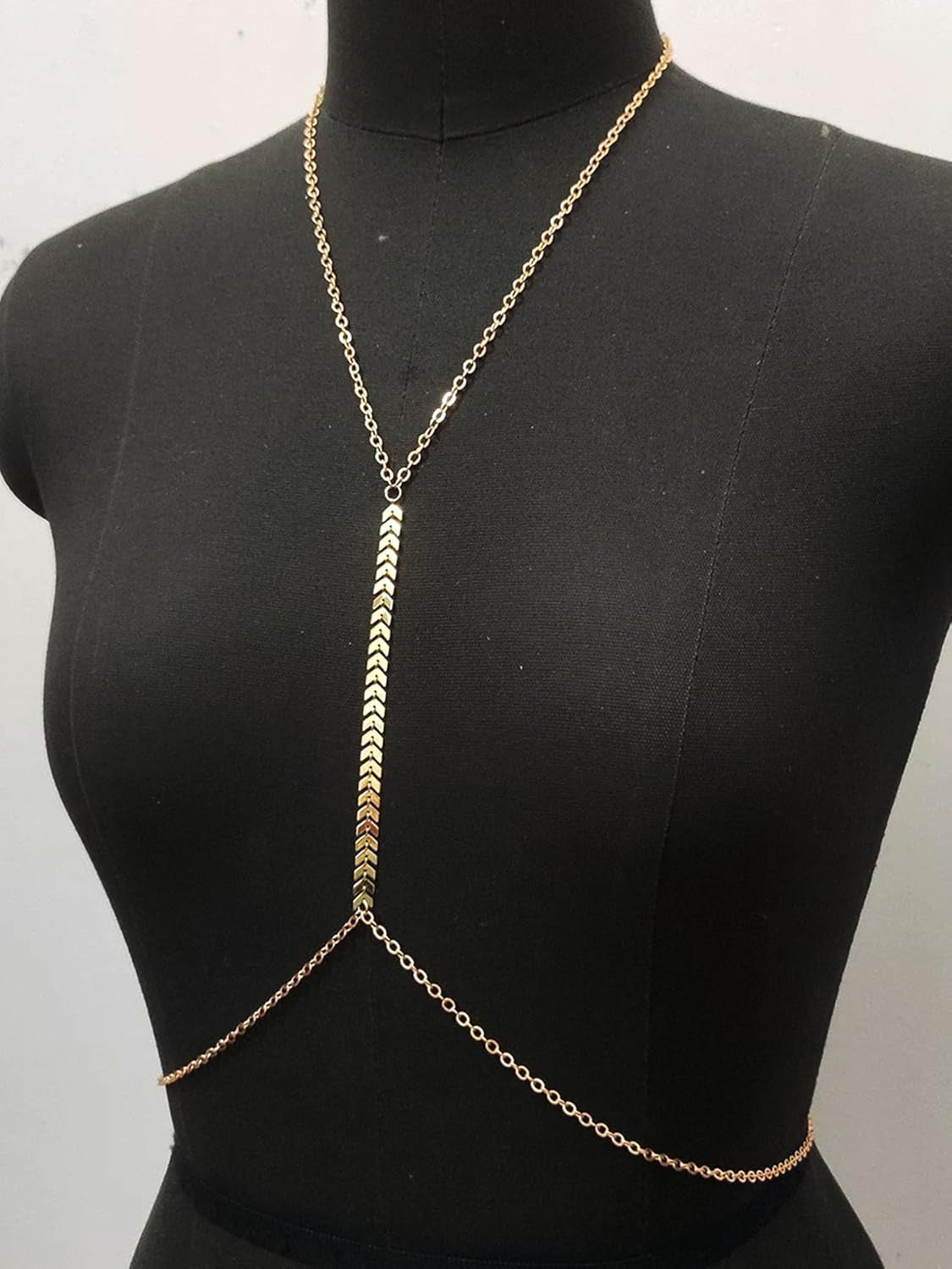 MODRSA Gold Body Chain Jewelry for Women Back Necklace for Backless Dress Backdrop Pearl Rhinestone Belly Chain Waist Chains Bra Chains Lingerie Summer Bikini Bodychain Trendy Sexy Stomach Jewelry