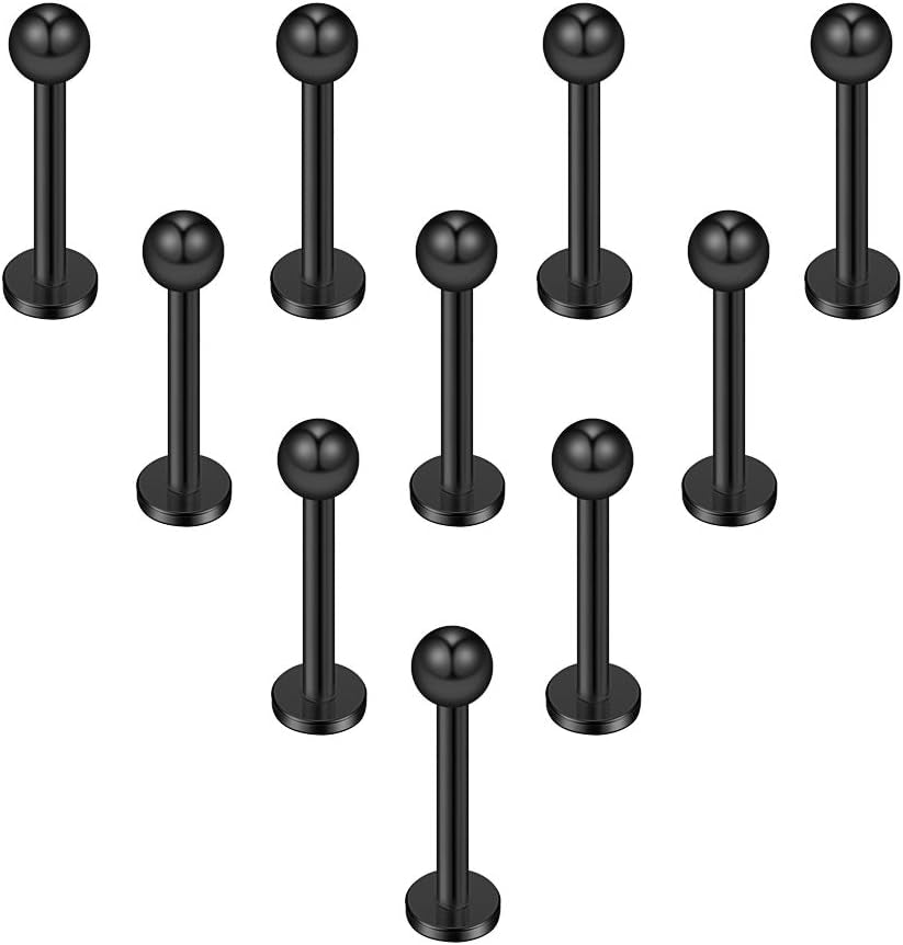 Ruifan 16G 316L Stainless Steel 3Mm Ball Labret Monroe Lip Ring Tragus Helix Cartilage Earring Stud Barbell Bar Length 6Mm 8Mm 10Mm 12Mm Body Piercing Jewelry