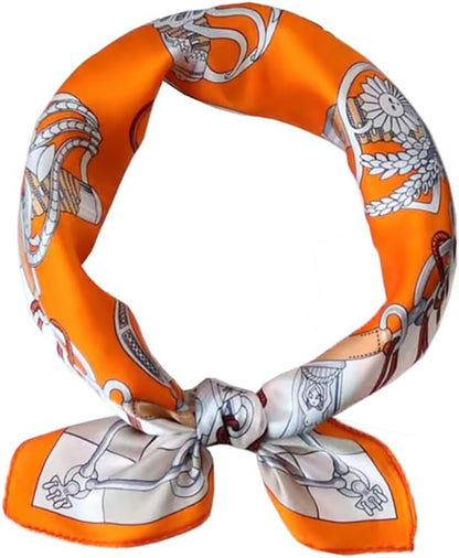 ANDANTINO 100% Mulberry Silk Scarf -21” Lightweight Square Neckerchief – Breathable Digital Printed Scarves with Gift Packed