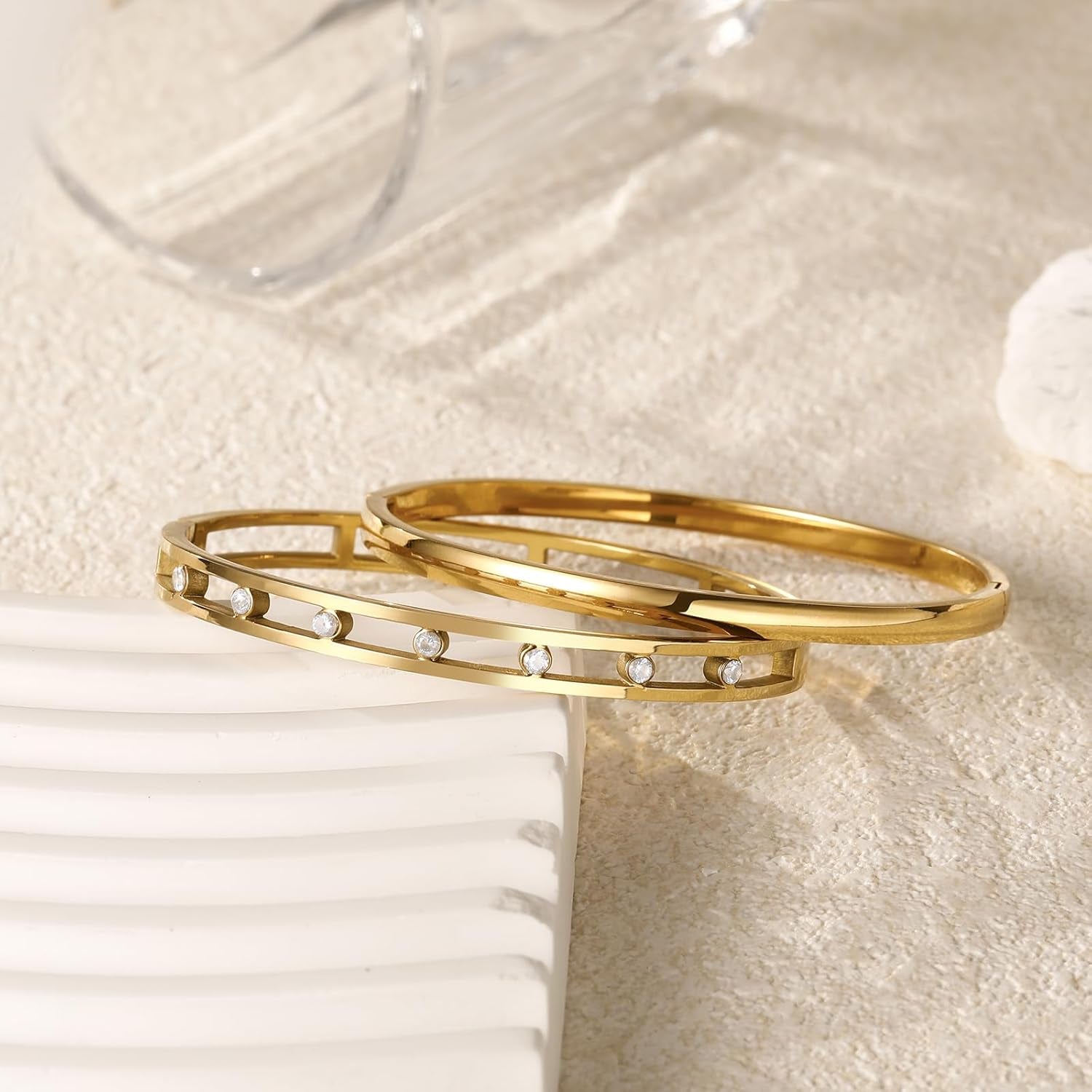 Gold Bangle Bracelets for Women, 18K Gold/Silver Plated Bangles for Women Gold Bracelets for Women Cuff Bracelet Tarnish Free Jewelry for Women Accessories for Her Gifts