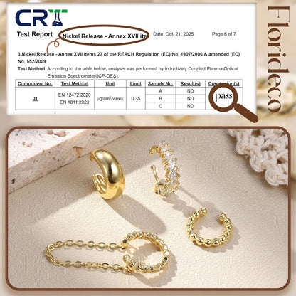 Florideco 4Pcs Ear Cuffs Non-Piercing for Women Dainty 14K Gold Plated Clip on Cartilage Earrings Hypoallergenic Huggie Hoop Cuffs Fake Earings for Non Pierced Ears