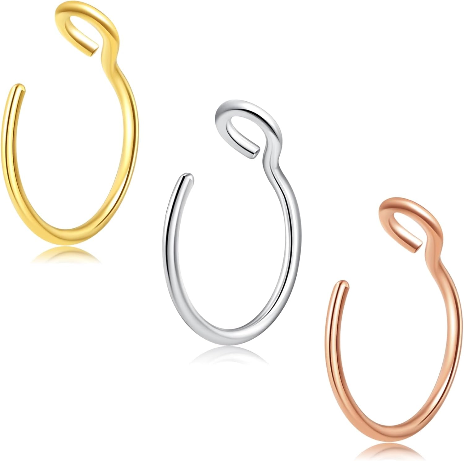 5-12 Pcs Nose Rings Hoops Nose Piercings Nose Piercing Jewelry Fake Nose Ring Fake Piercings Septum Lip Double Hoop Nose Ring Hoop Nose Rings for Women Clip on Helix Cartilage Hoop Earrings