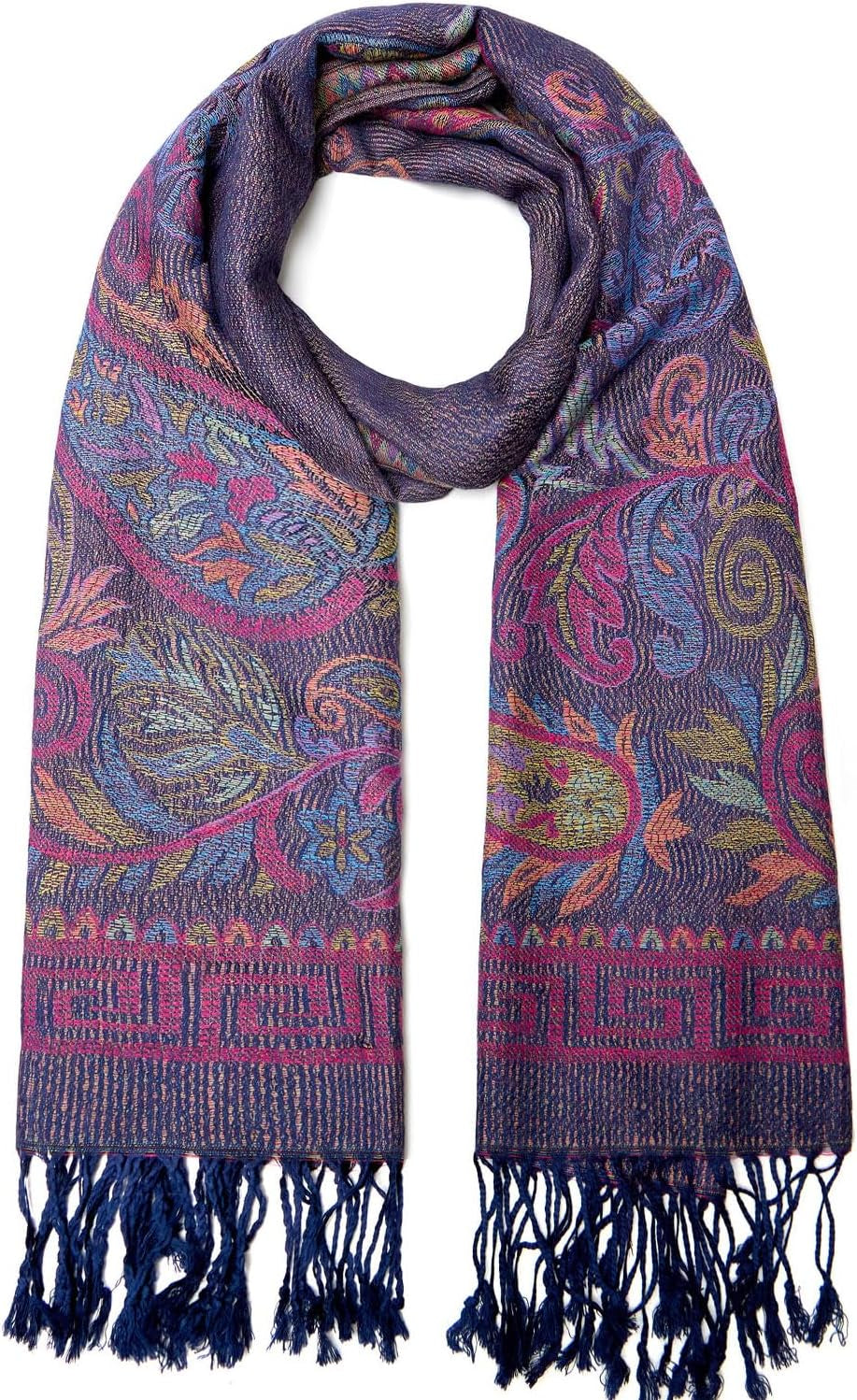Umjetnost Womens Soft Silky Pashmina Rave Scarf Paisley Pattern Pashmina Shawl Wrap with Fringes