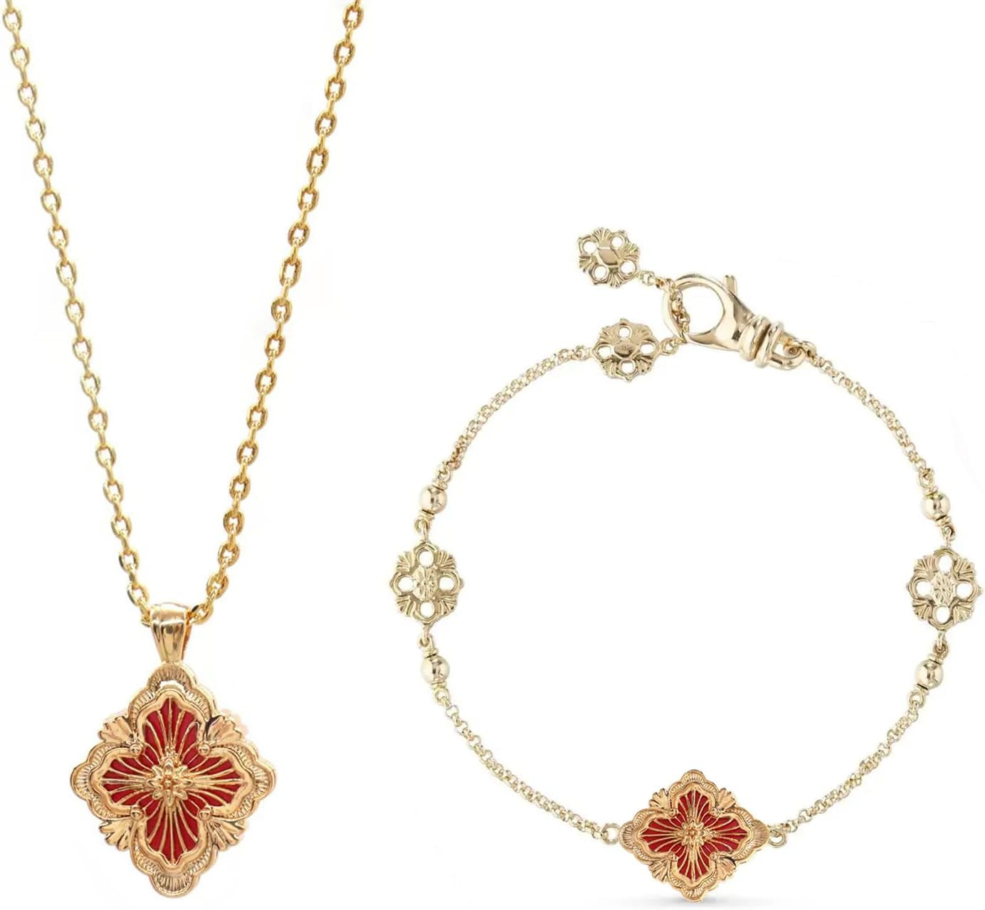 Gold Clover Necklace for Women, Double-Sided Pendant by 18K Gold-Plated Inlaid Natural Stone Pendant Necklace,Turquoise/Malachite/Black Onyx Stone/White Mother of Pearl ,Jewelry Gift for Women