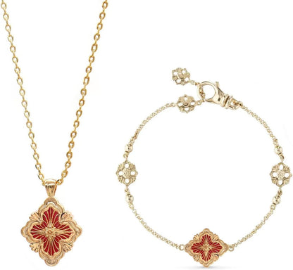 Gold Clover Necklace for Women, Double-Sided Pendant by 18K Gold-Plated Inlaid Natural Stone Pendant Necklace,Turquoise/Malachite/Black Onyx Stone/White Mother of Pearl ,Jewelry Gift for Women