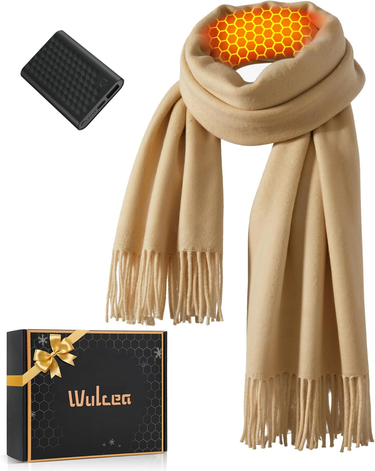 Wulcea Graphene Heated Scarf for Women 5V2A 6000Mah Fast Charge Large Capacity Battery